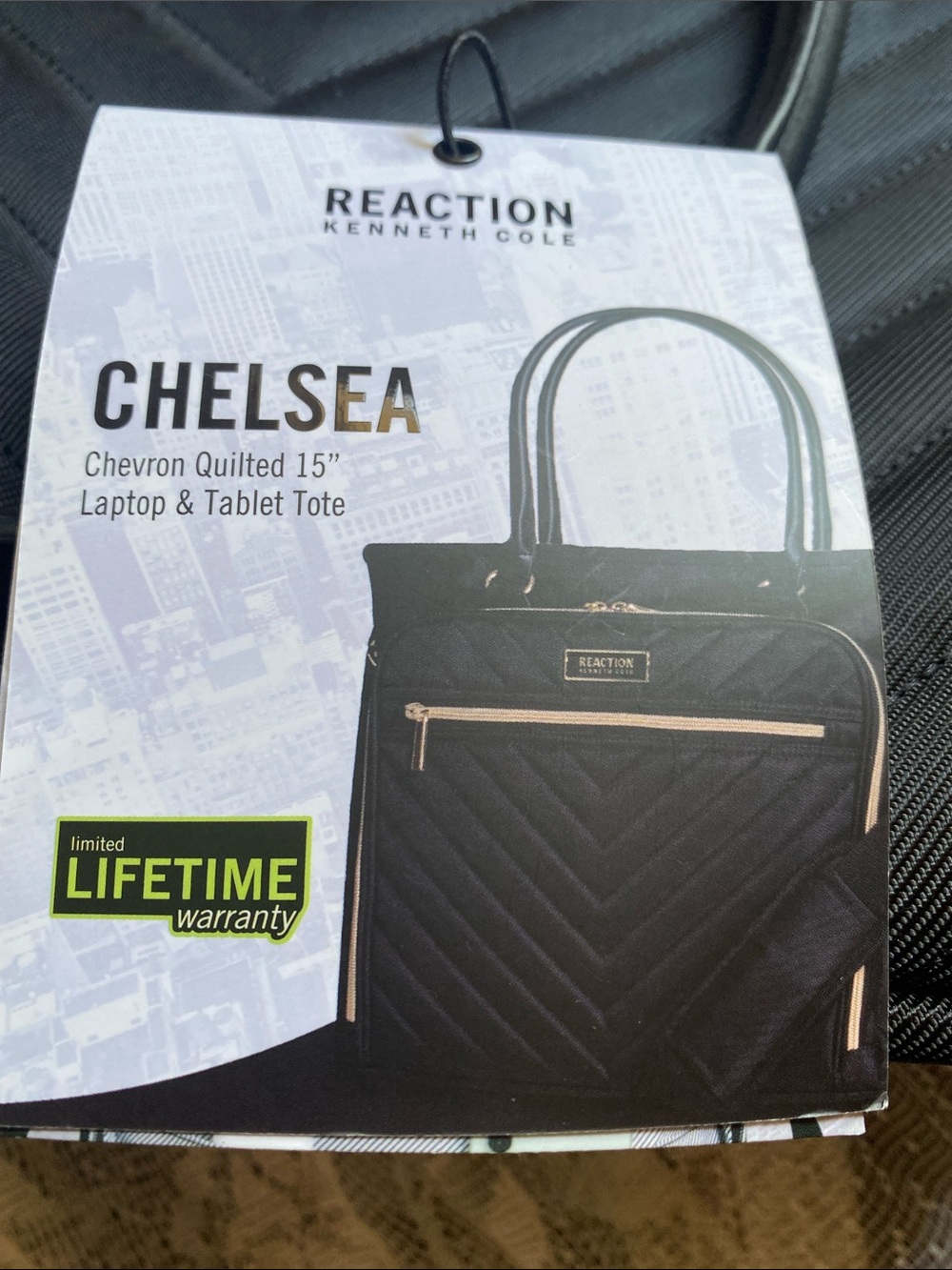 Kenneth Cole Reaction Chelsea Quilted Black Tote with Gold Accents NWT - Picture 5 of 11